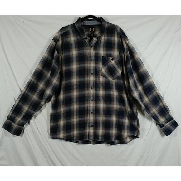 Noble Outfitters Men's Dark Blue & White Tartan Plaid Flannel Shirt Size XXL - Picture 1 of 7